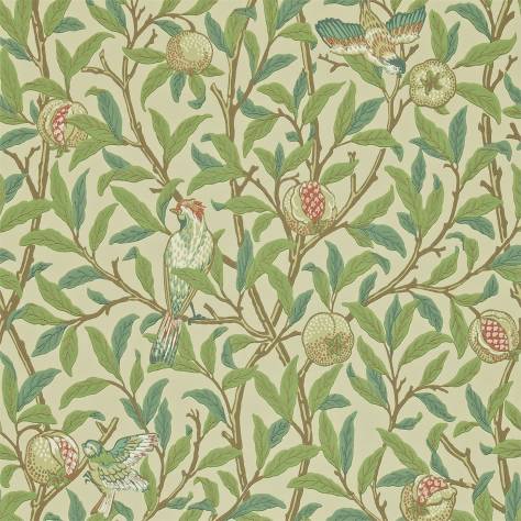 William Morris & Co Archive II Wallpapers Bird &amp; Pomegranate Wallpaper - Bayleaf/Cream - DARW212539