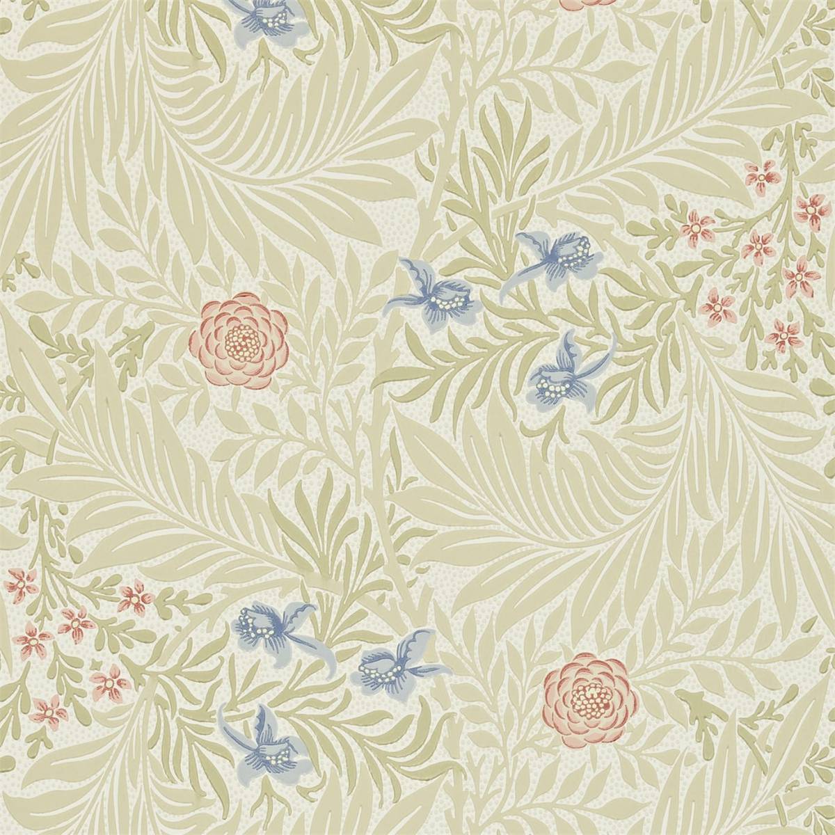 Larkspur Wallpaper - Manilla/Old Rose (212557) - William Morris & Co