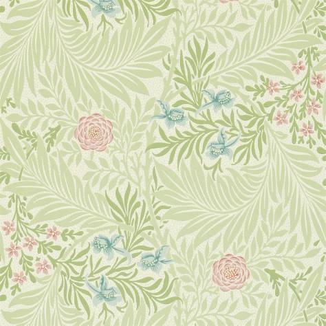 William Morris & Co Archive II Wallpapers Larkspur Wallpaper - Green/Coral - DARW212558