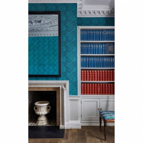 William Morris & Co Queen Square Wallpapers Marigold Wallpaper - Navy - DBPW216954