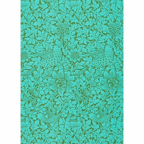 William Morris & Co Queen Square Wallpapers Bird & Anemone Wallpaper - Olive/Turquoise - DBPW216958
