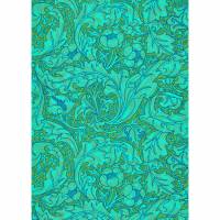 Bachelors Button Wallpaper - Olive/Turquoise
