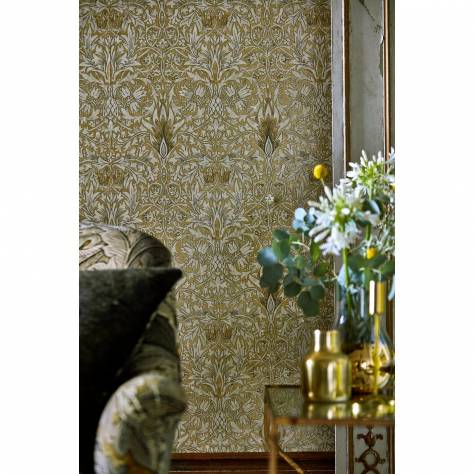 William Morris & Co Compilation Wallpapers Snakeshead Wallpaper - Gold/Linen - DCMW216828