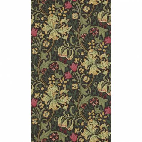 William Morris & Co Compilation Wallpapers Golden Lily Wallpaper - Charcoal/Olive - DCMW216853