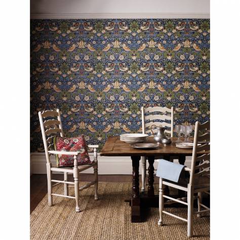 William Morris & Co Compilation Wallpapers Strawberry Thief Wallpaper - Chocolate/Slate - DCMW216868