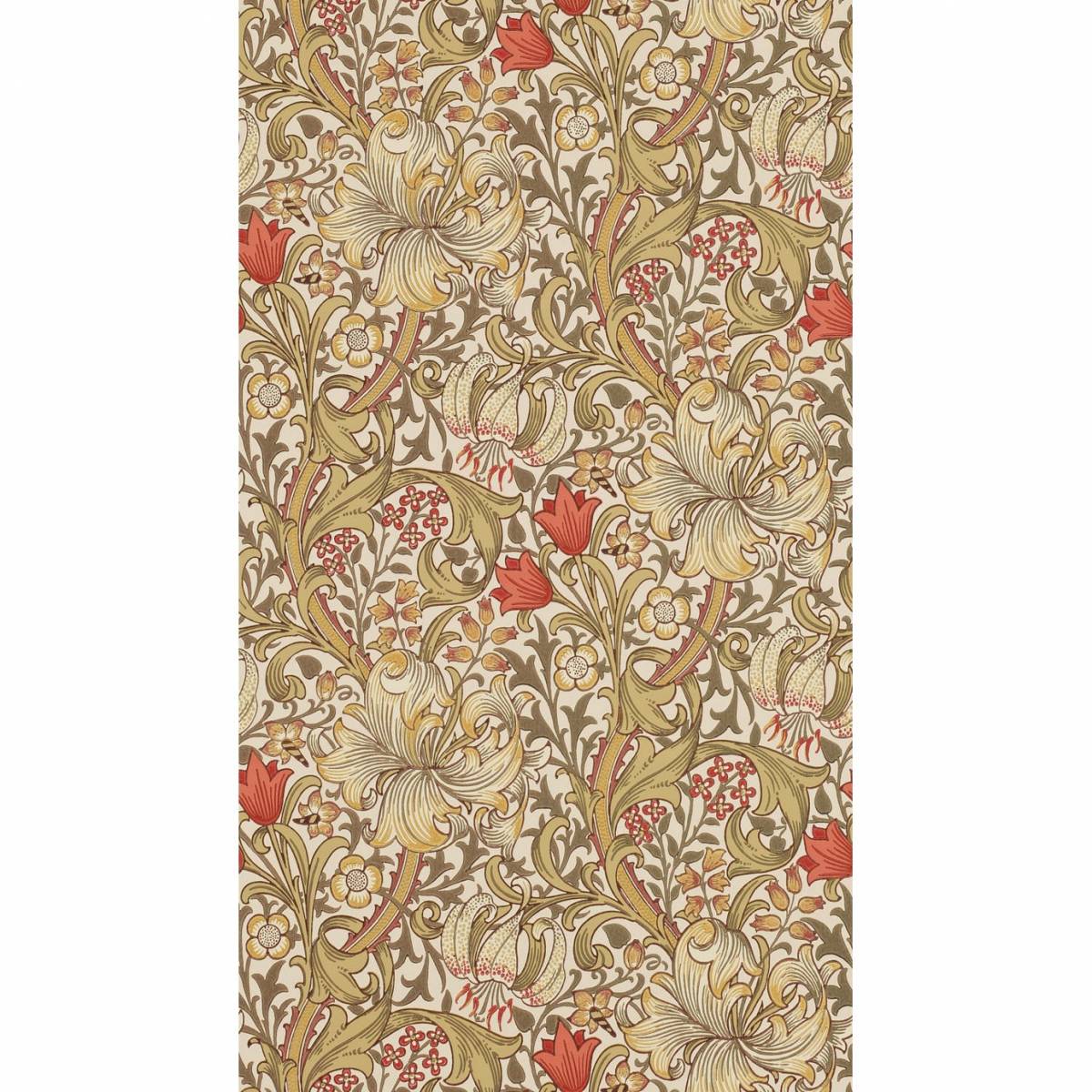 Golden Lily Wallpaper - Biscuit/Brick (DCMW216869) - William Morris & Co  Compilation Wallpapers Collection