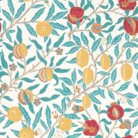 Fruit Wallpaper - Green Indigo/Madder
