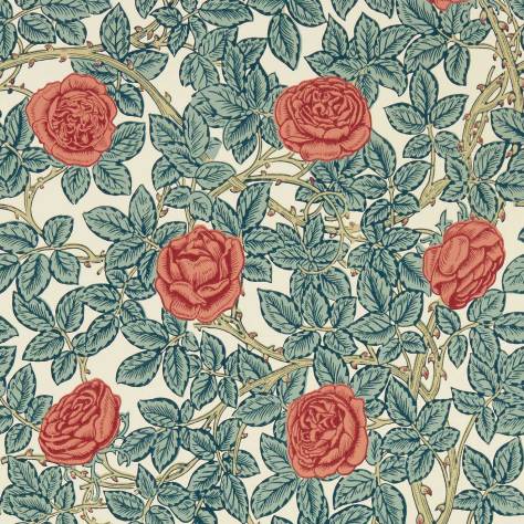 William Morris & Co Emery Walkers House Wallpapers Rambling Rose Wallpaper - Emery Blue/Madder - MEWW217206