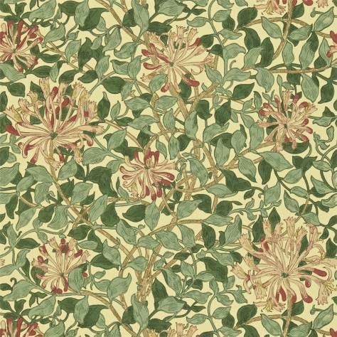 William Morris & Co Compendium II Wallpapers Honeysuckle Wallpaper - Green/Coral Pink - DMCW210436
