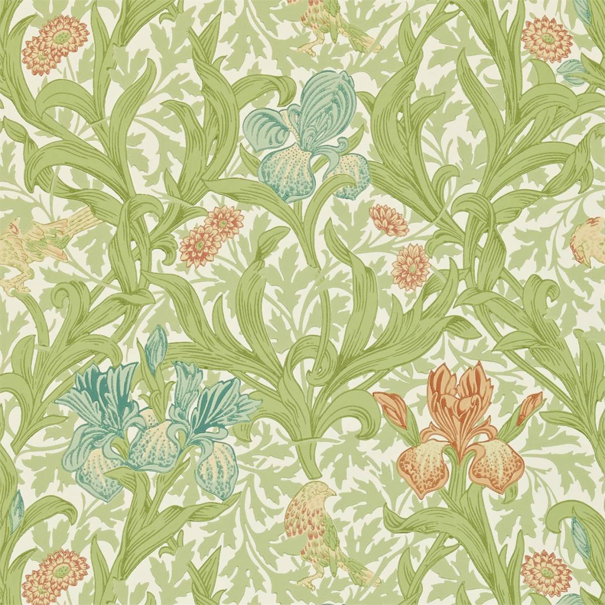 Iris Wallpaper - Fennel/Slate (210439) - William Morris & Co Compendium