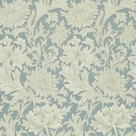 William Morris & Co Volume V Wallpapers Chrysanthemum Toile Wallpaper - China Blue/Cream - DMOWCH101