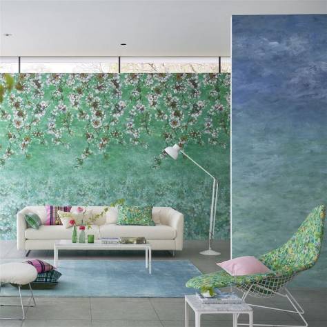 Designers Guild Scenes and Murals II Wallcoverings Assam Blossom Wallcovering - Emerald - PDG1133/03