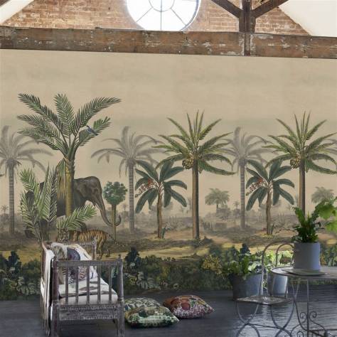 Designers Guild Scenes and Murals II Wallcoverings Palm Trail Scene 1 Wallcovering - Sepia - PJD6007/01