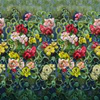 Tapestry Flower Panel - Vintage Green