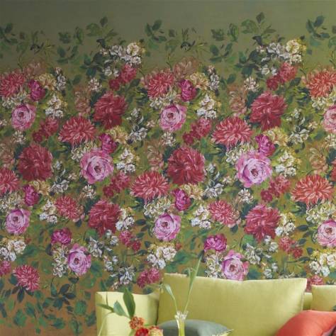 Designers Guild Scenes and Murals III Wallpapers Fleurs D Artistes Wallpaper - Vintage Green - PDG1170/01
