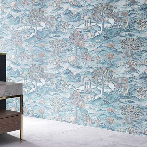 Zoffany Darnley Wallpapers Stand Wood Wallpaper - Teal/Velvet Blue - ZDAR312855