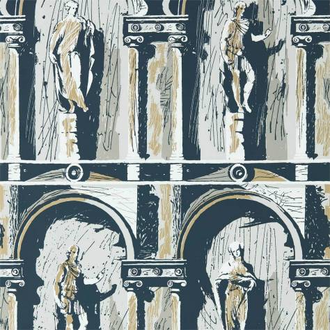 Zoffany Palladio Wallpapers Montacute Wallpaper - Platinum Grey/Ink - ZPLW312966