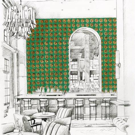 Zoffany Palladio Wallpapers Columns Wallpaper - Olive/Bone Black - ZPLW312970
