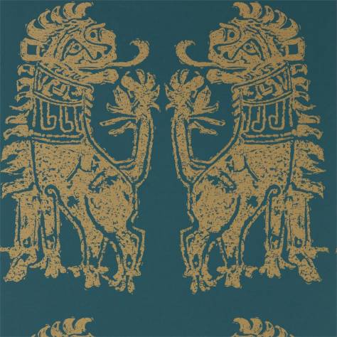 Zoffany Palladio Wallpapers Sicilian Lion Wallpaper - Serpentine/Gold - ZPLW312977