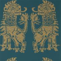 Sicilian Lion Wallpaper - Serpentine/Gold