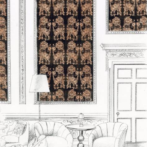 Zoffany Palladio Wallpapers Sicilian Lion Wallpaper - Bone Black/Copper - ZPLW312979