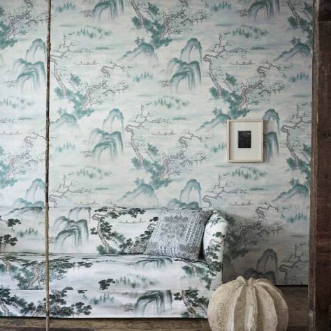 Zoffany Kensington Walk Wallpapers Moresque Glaze Wallpaper - Indigo - ZHIW312994