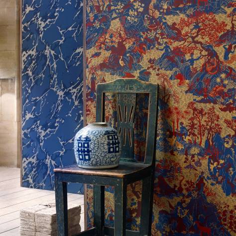 Zoffany Cotswolds Manor Wallpapers Avalonis Wallpaper - Como Blue/Koi - ZCOT313021