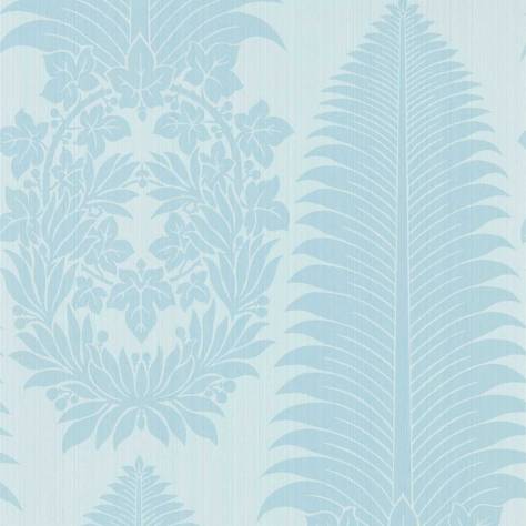 Zoffany Cotswolds Manor Wallpapers Marsdens Palm Damask Wallpaper - Blue Stone - ZCOT313023