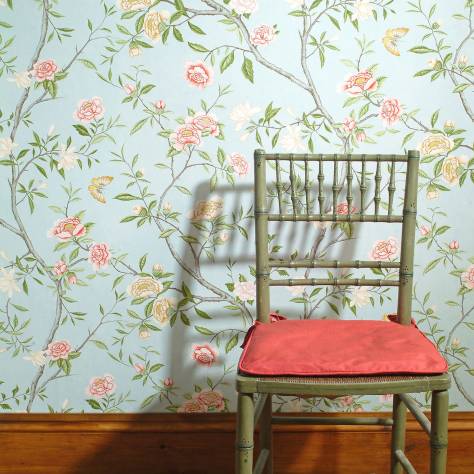 Zoffany Cotswolds Manor Wallpapers Marsdens Palm Damask Wallpaper - Pale Poisen - ZCOT313024