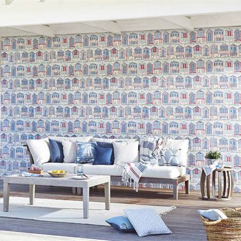 Sanderson Home Port Isaac Wallpapers Beach Huts Wallpaper - Marine - DCOA216560
