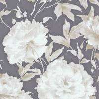 Grande Fleur Wallpaper - Taupe/Noir