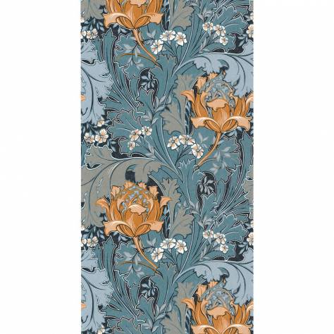 Casadeco Oxford Fabrics and Wallpapers Jane Wallpaper - Orange / Petrol - OXFD84066226