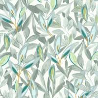 Hojas Wallpaper - Vert/Blanc