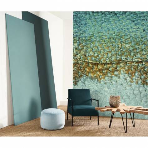 Casadeco Leathers Wallpapers Scales S Wallpanel - Lichen - 87197122