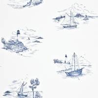 Toile De Jouy Wallpaper - Blue