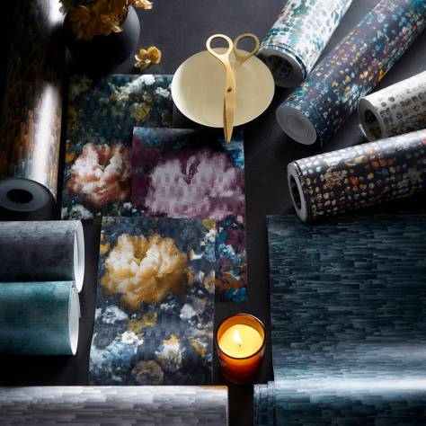 Clarke & Clarke Fusion Wallpapers Camile Wallpaper - Midnight/Gold - W0148/02