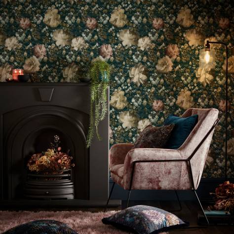Clarke & Clarke Fusion Wallpapers Camile Wallpaper - Teal/Spice - W0148/03