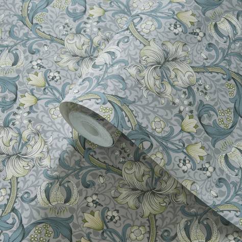 Clarke & Clarke William Morris Designs Wallpapers Golden Lily Wallpaper - Slate/Dove - W0174/02
