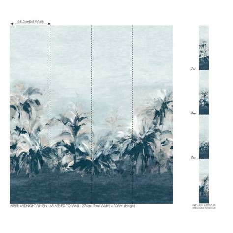 Clarke & Clarke Vivido Wallpapers Alberi Wallpaper - Midnight/Linen - W0176/01