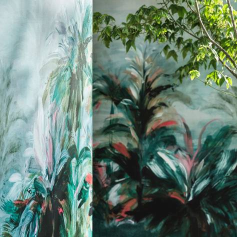 Clarke & Clarke Vivido Wallpapers Alberi Wallpaper - Teal/Fuchsia - W0176/02