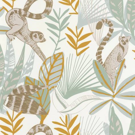 Caselio  L'Odyssee Wallpapers Madagascar Wallpaper - Vert D'eau / Jaune / Dore - OYS101407218
