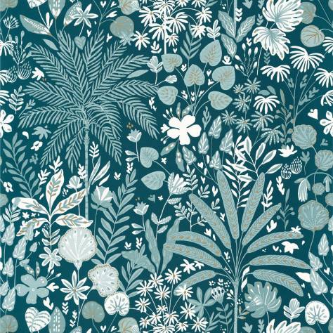 Caselio  Only Blue Wallpapers Hygge Hope Wallpaper - Teal Blue Dore - 100596120