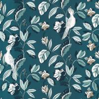 Sweet Feathers Wallpaper - Teal Blue Dore