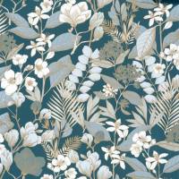 Lovely Field Wallpaper - Teal Blue Dore