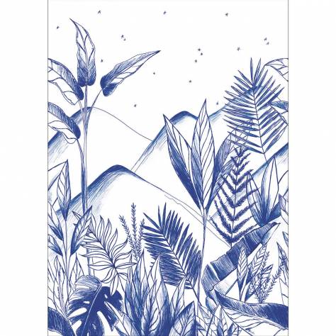 Caselio  Only Blue Wallpapers Tropical Night Wallpanel - Midnight Blue - 102736260