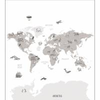 World Map Wallpanel - Noir/Blanc