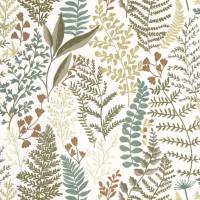 Woodland Wallpaper - Vert Kaki Fond Blanc