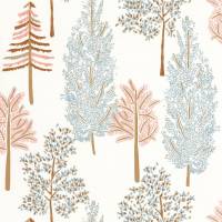 The Tree House Wallpaper - Ocre Bleu Fond Blanc