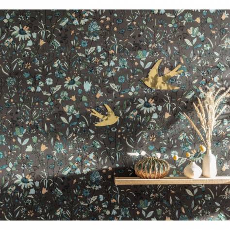 Caselio  Nos Gravures Wallpapers Jardin De Giverny Wallpaper - Carbone Bleu - 103009655