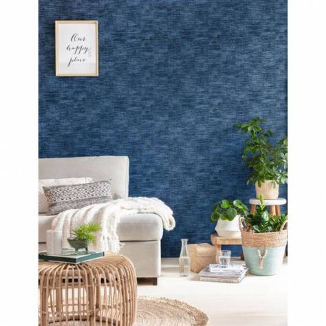Caselio  Velvet Wallpapers Uni Metallise Wallpaper - Bleu Nuit Ceuivre - 102856234